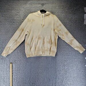 Rag & Bone Hoodie Mens Small Cream Tie-Dye Organic Cotton Long Sleeve Kangaroo P